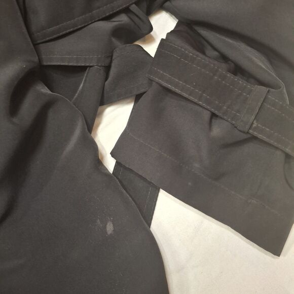 Vintage UTEX Chic Trenchcoat Size 12 Women's Black Belted Double Breasted - Picture 11 of 11